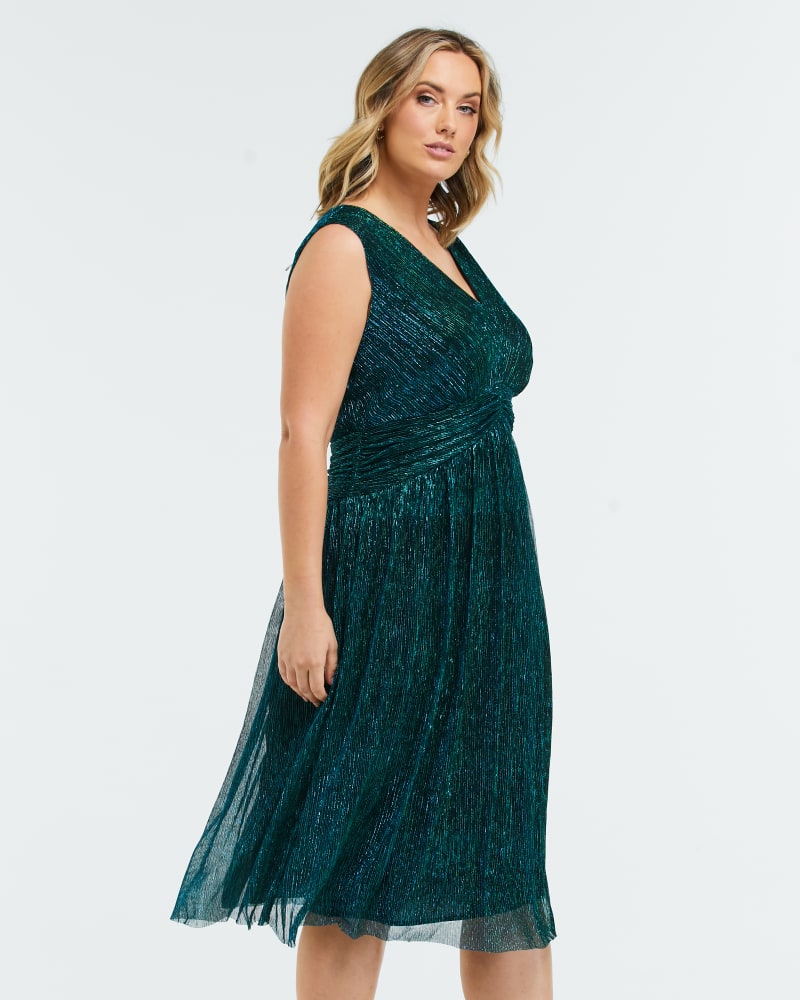 Plus Size Camille Lurex Dress Metallic Green